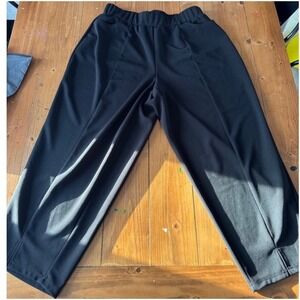 BloomChic Black High Waisted Tapered Wide Leg Pants Side Slit Size 12